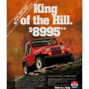 1989 Jeep Wrangler,Chrysler Motors Vintage Print Ad (L9)